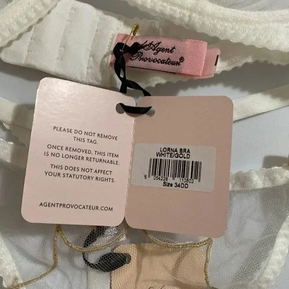 Agent Provocateur Lorna White Gold 2-piece Set: Bra 34DD / Thong AP3 Medium